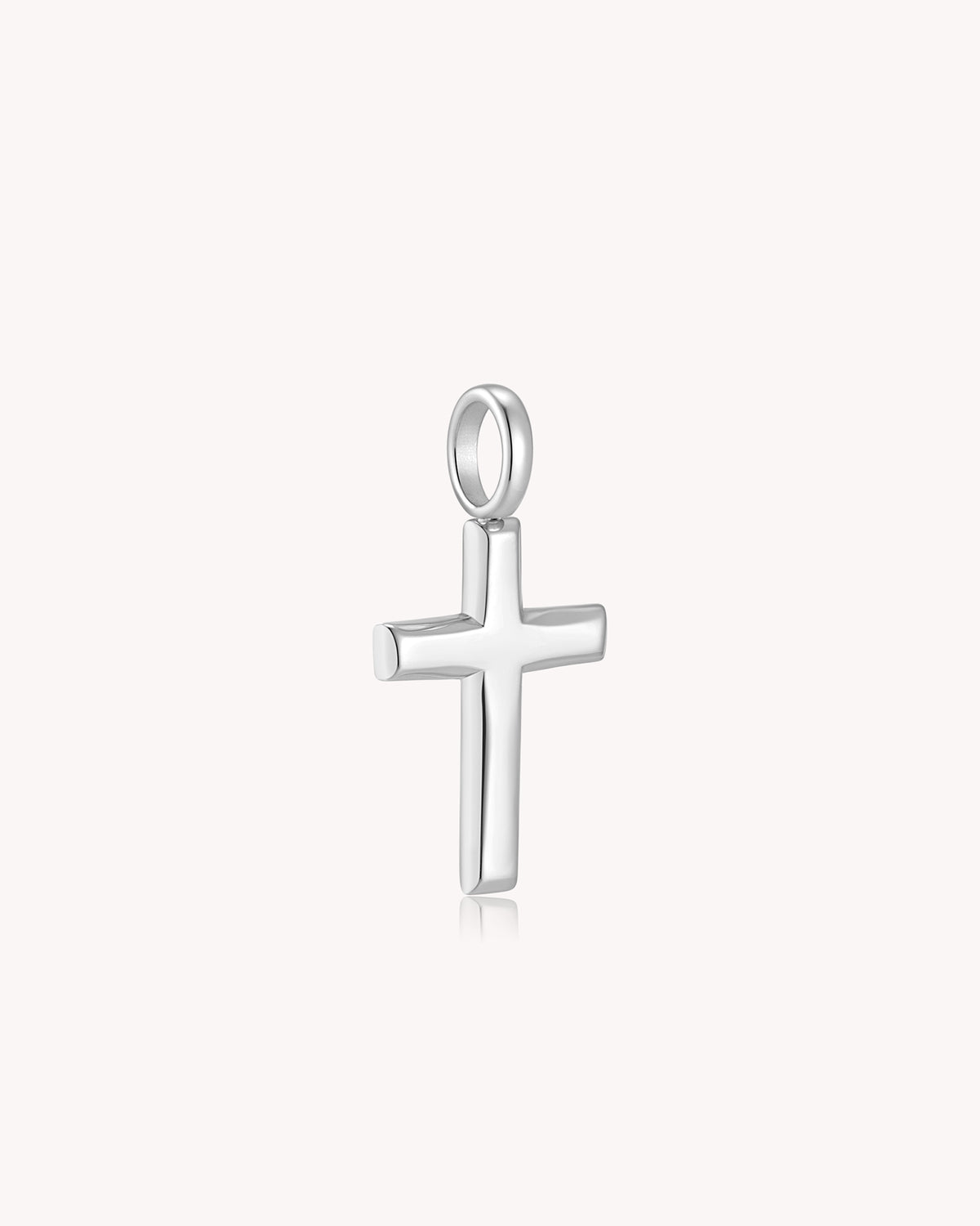 Angled view of White Gold Classic Cross Pendant