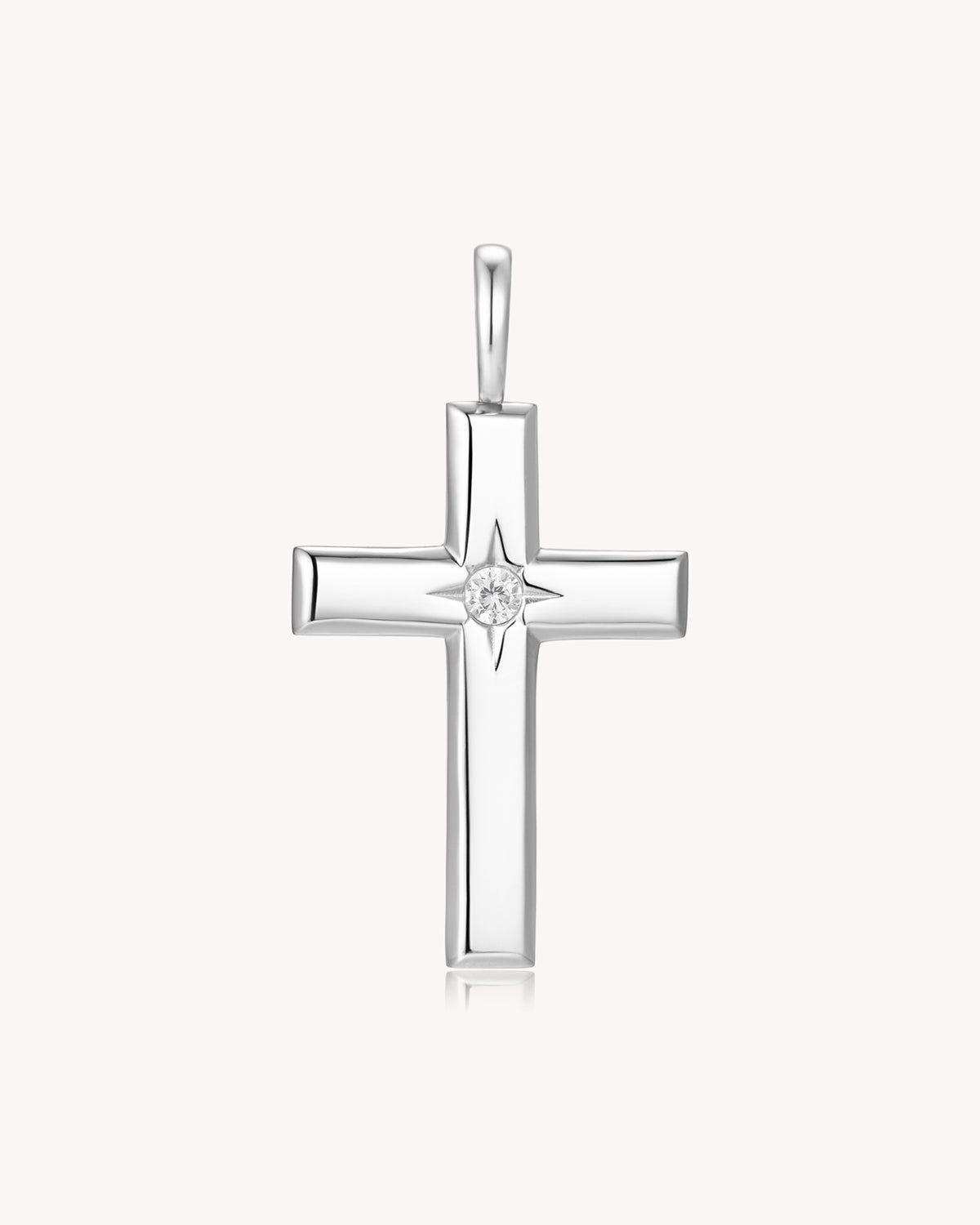 The Bright Morning Star White Gold Large Cross Pendant