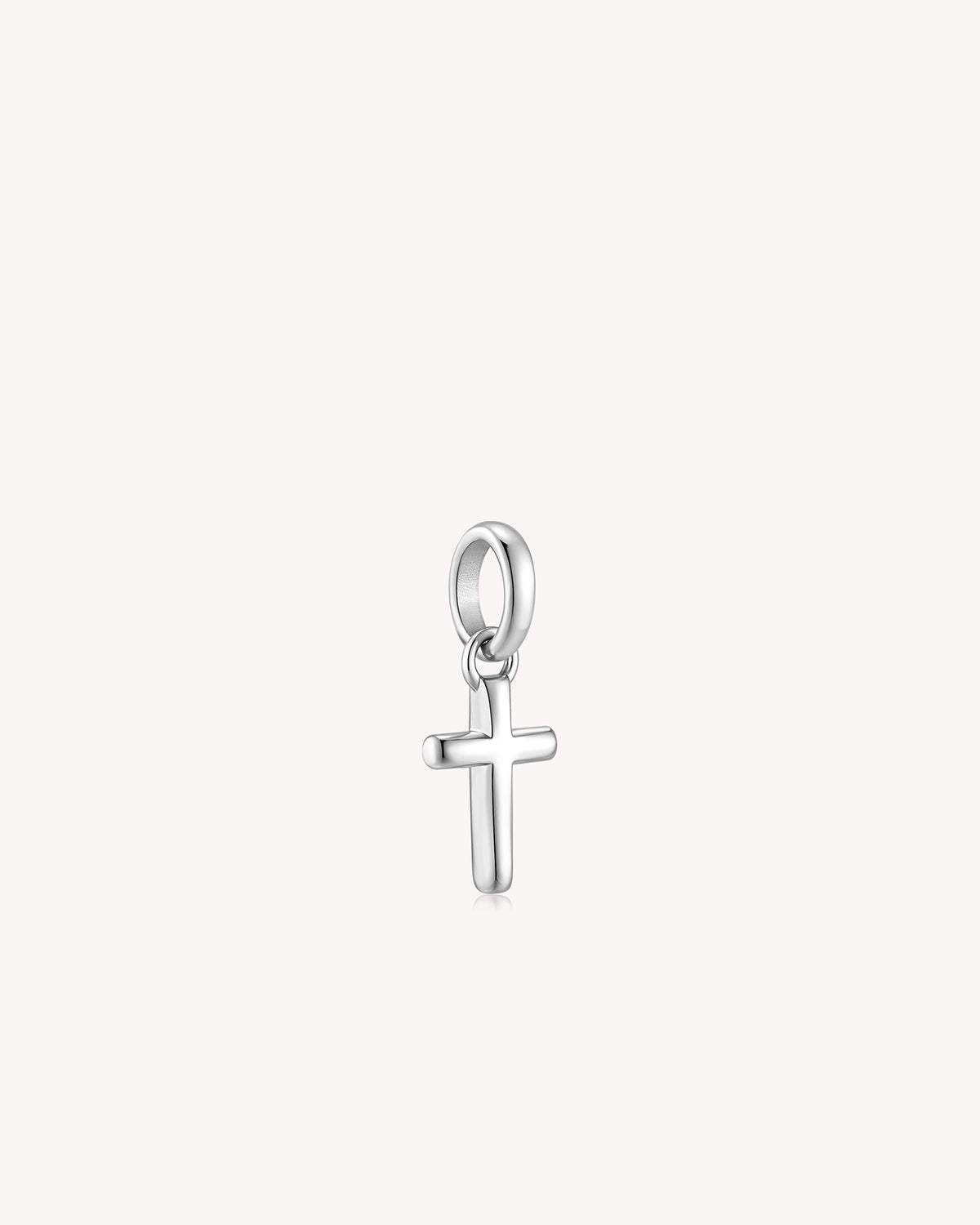 Angled view of White Gold Petite Classic Cross Pendant