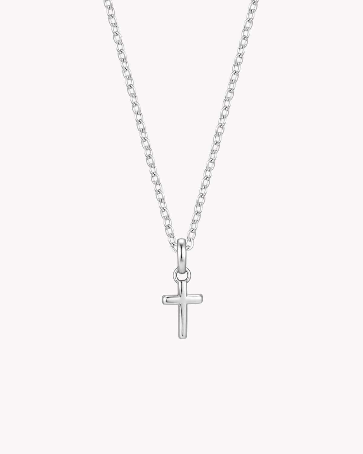 White Gold Petite Classic Cross Cable Chain Necklace