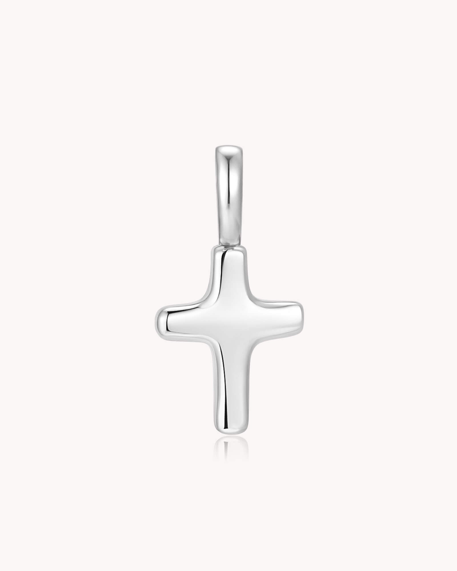 White Gold Petite Puff Cross Pendant