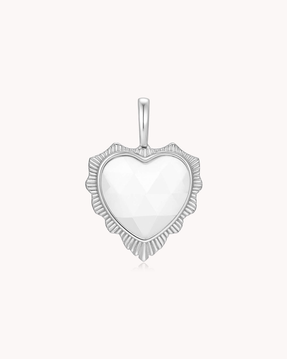 The Greatest is Love 1 Corinthians 13:13 White Gold White Onyx Heart