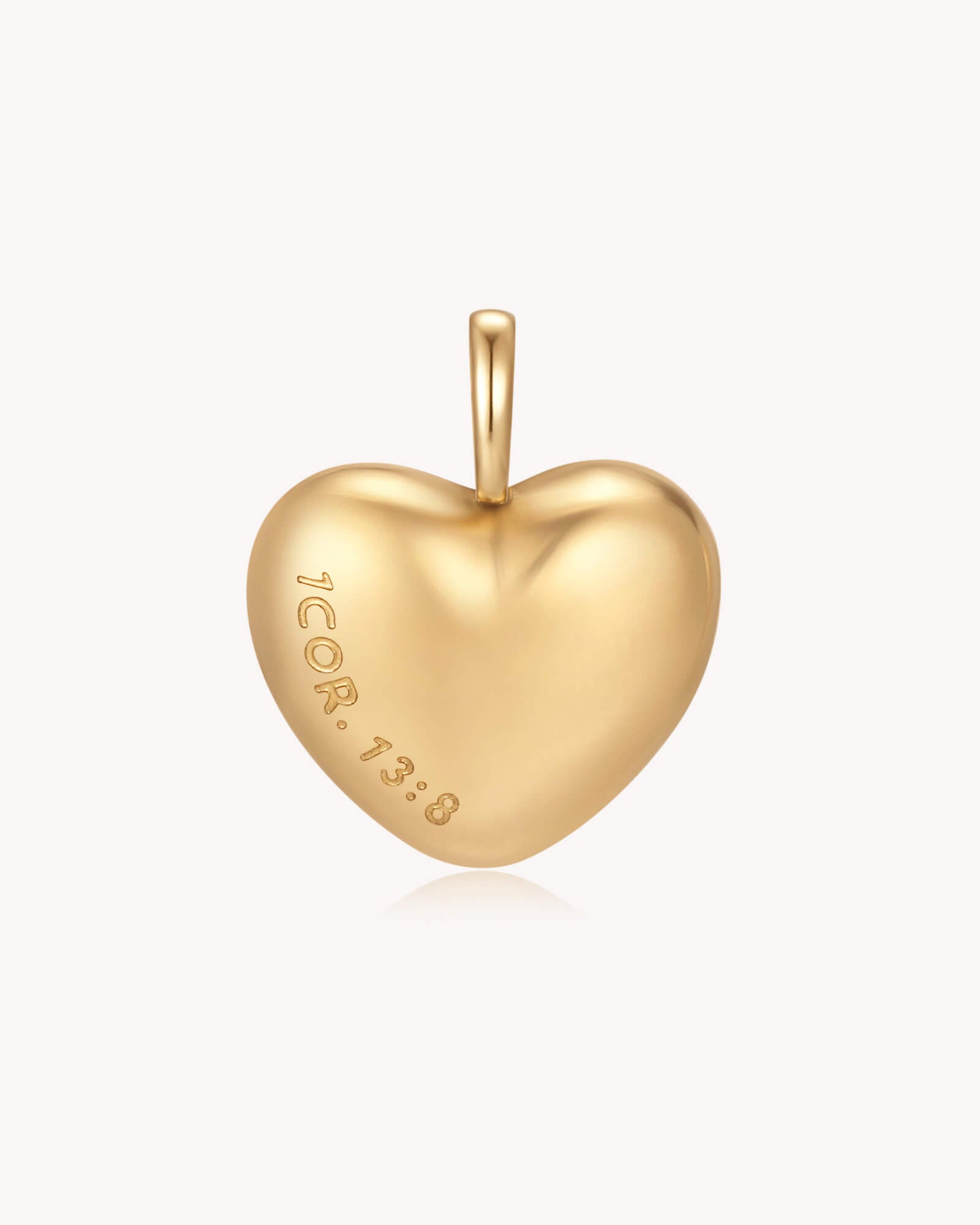 Love Never Fails 1 Corinthians 13:8 Gold Heart Pendant