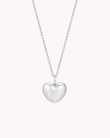1 Corinthians 13:8 Love Never Fails White Gold Heart Necklace