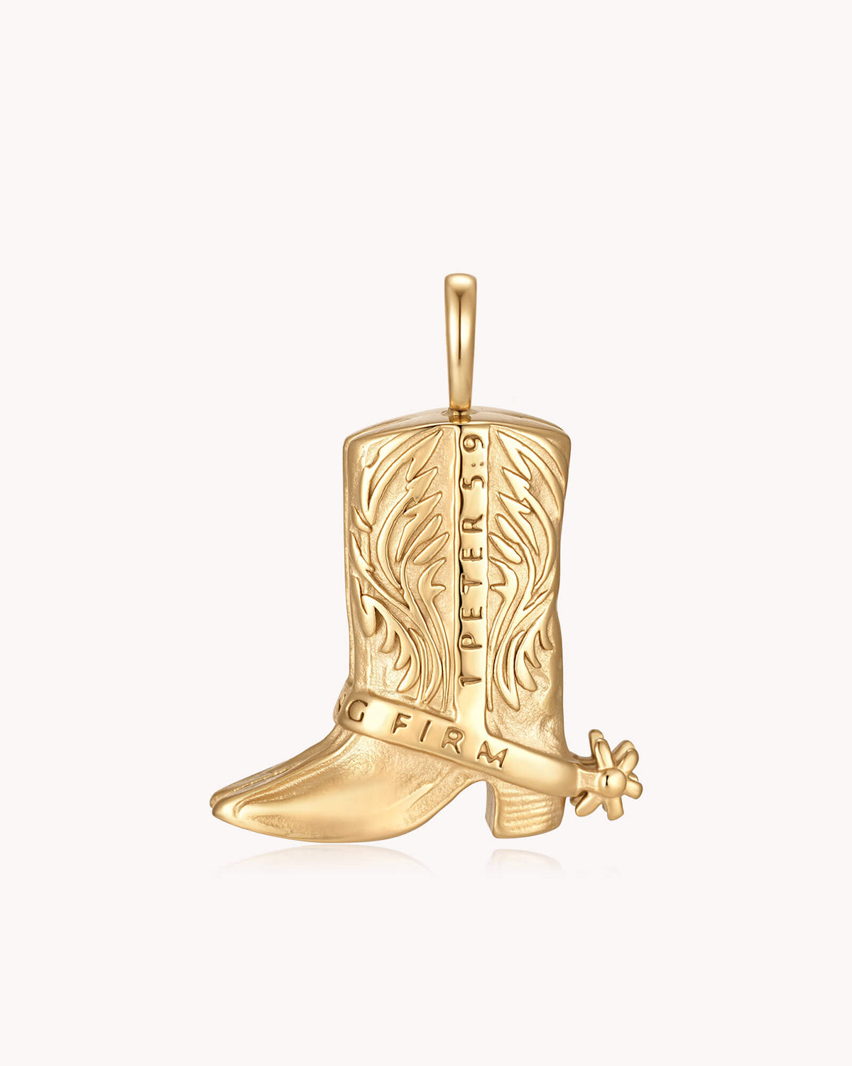 Standing Firm 1 Peter 5:9 Gold Cowboy Boots Pendant