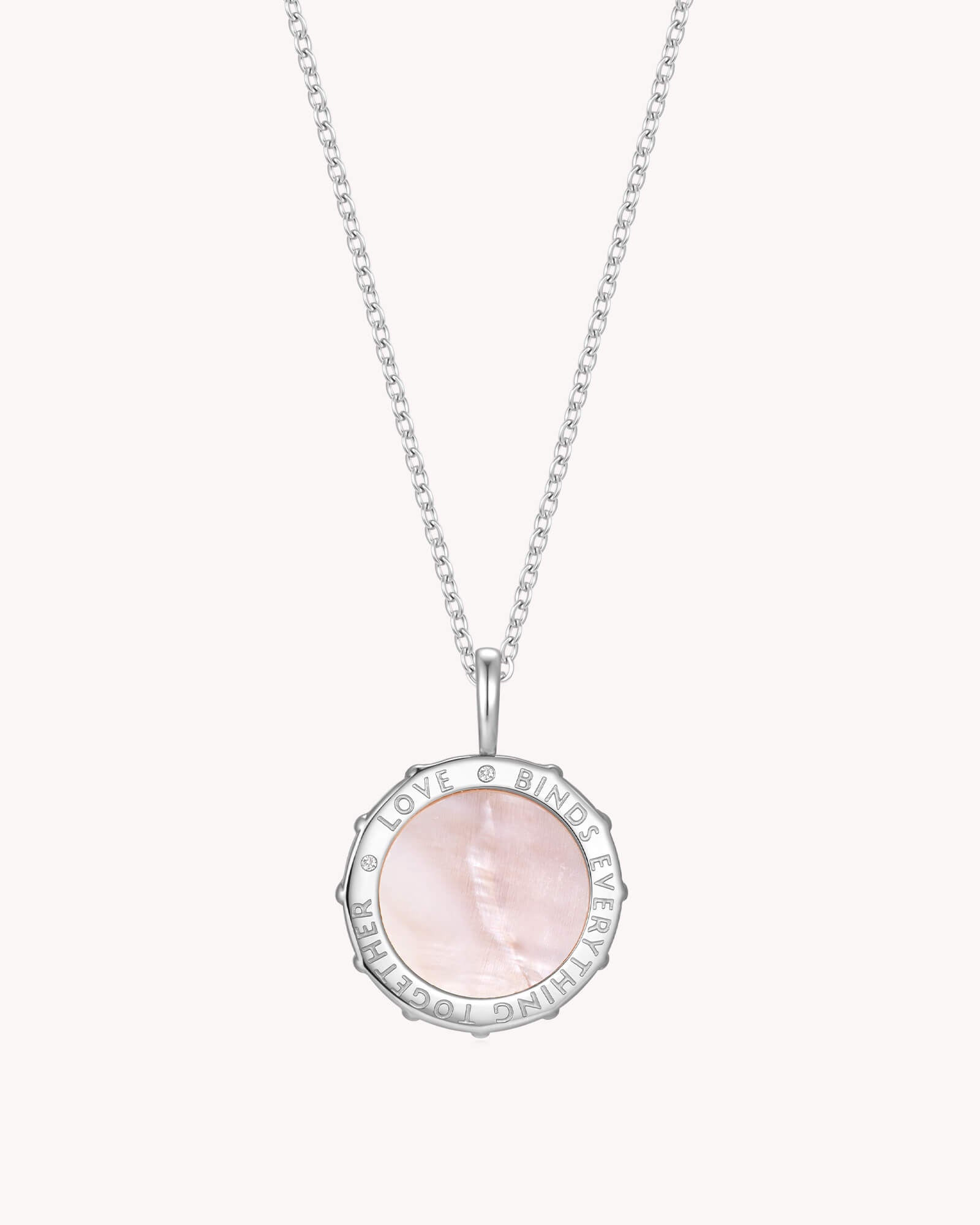 Colossians 3:14 Love Binds White Gold Medallion Necklace
