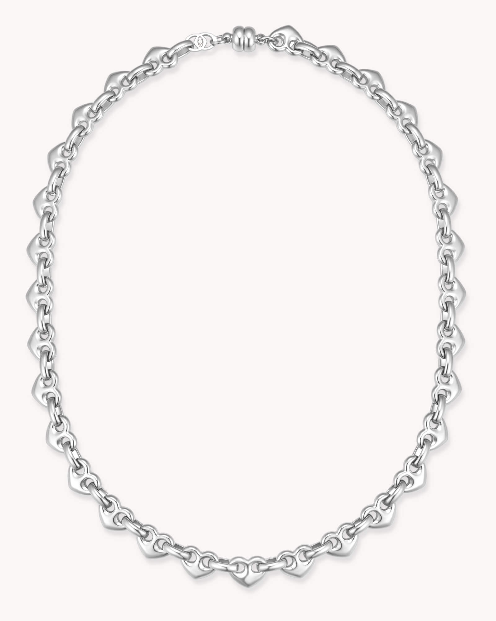 Colossians 3:14 White Gold Heart Mariner Chain Necklace