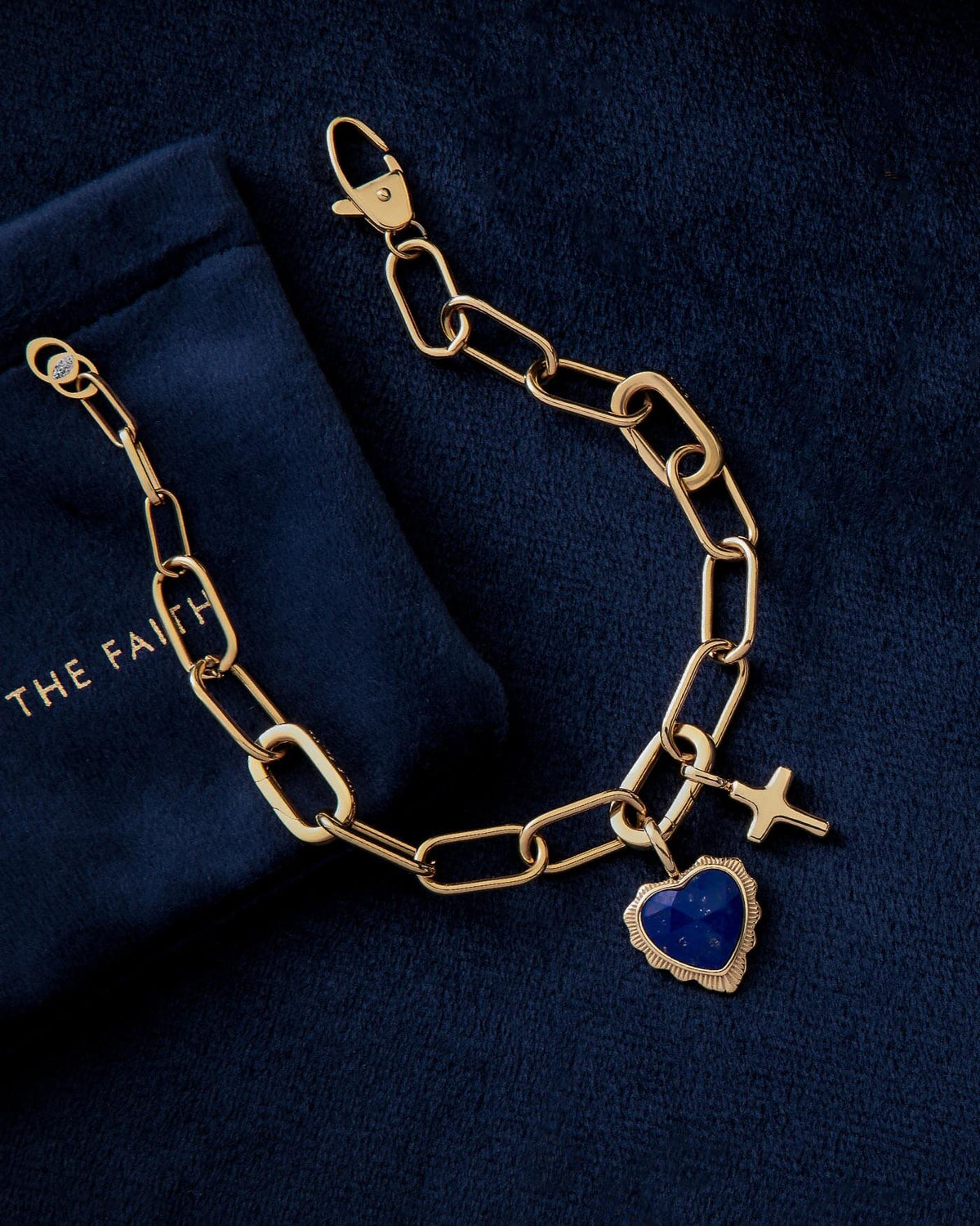 James 1:2 Gold Heart Puff Cross Charm Bracelet