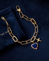 James 1:2 Gold Heart Puff Cross Charm Bracelet