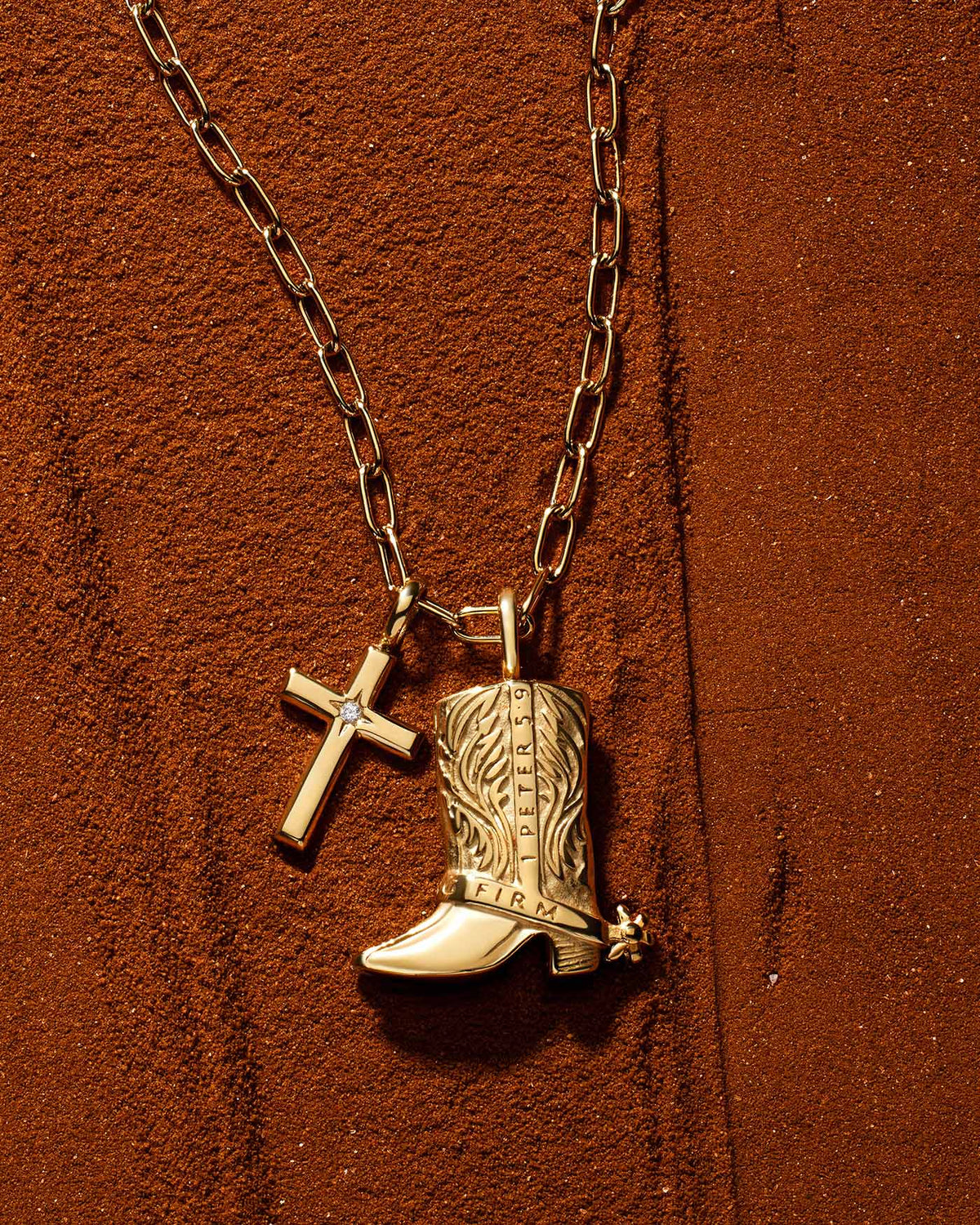 Standing Firm in His Light Gold Cross Necklace
