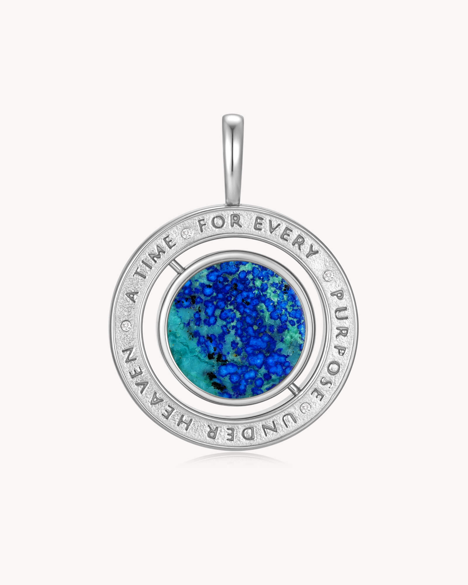 Back of To Everything There is a Season Ecclesiastes 3:1 White Gold Spinning Medallion