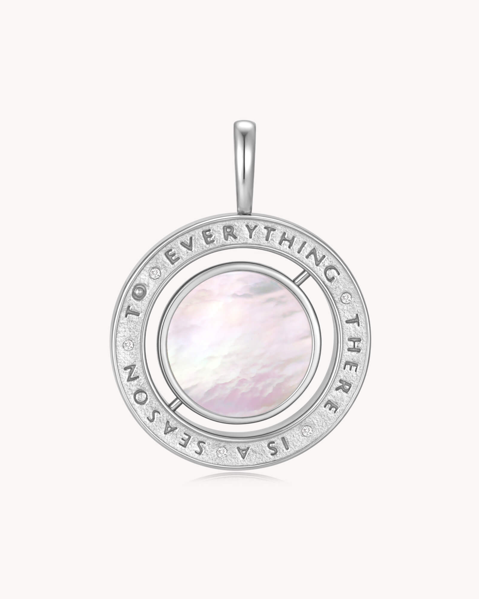 To Everything There is a Season Ecclesiastes 3:1 White Gold Spinning Medallion