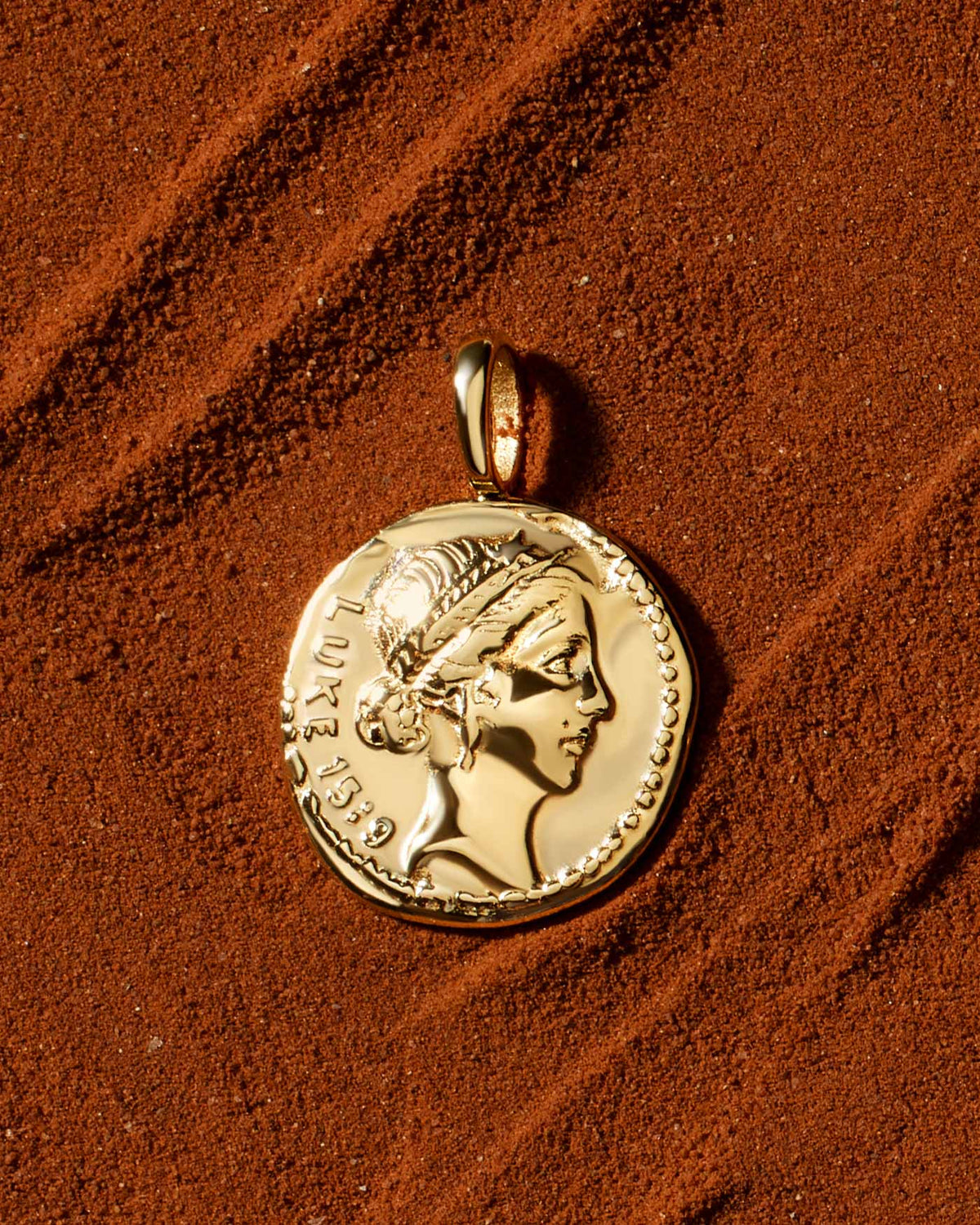 FOUND Luke 15:9 Gold Coin Pendant