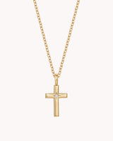 Gold Bright Morning Star Cross Cable Chain Necklace