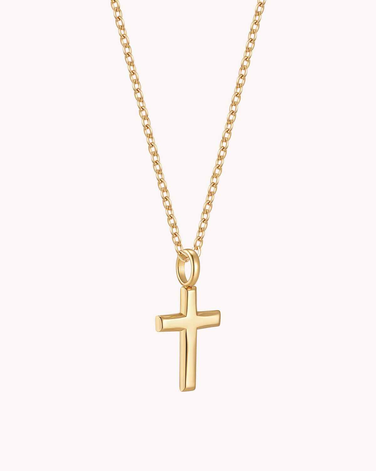 Angled view of Gold Classic Cross Cable Chain Necklace