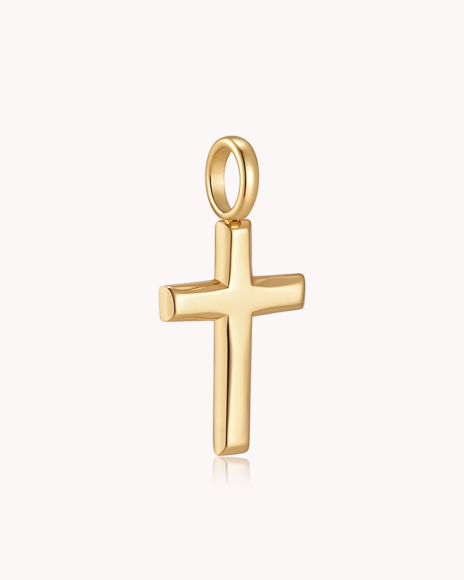 Angled view of Gold Classic Cross Cable Chain Necklace