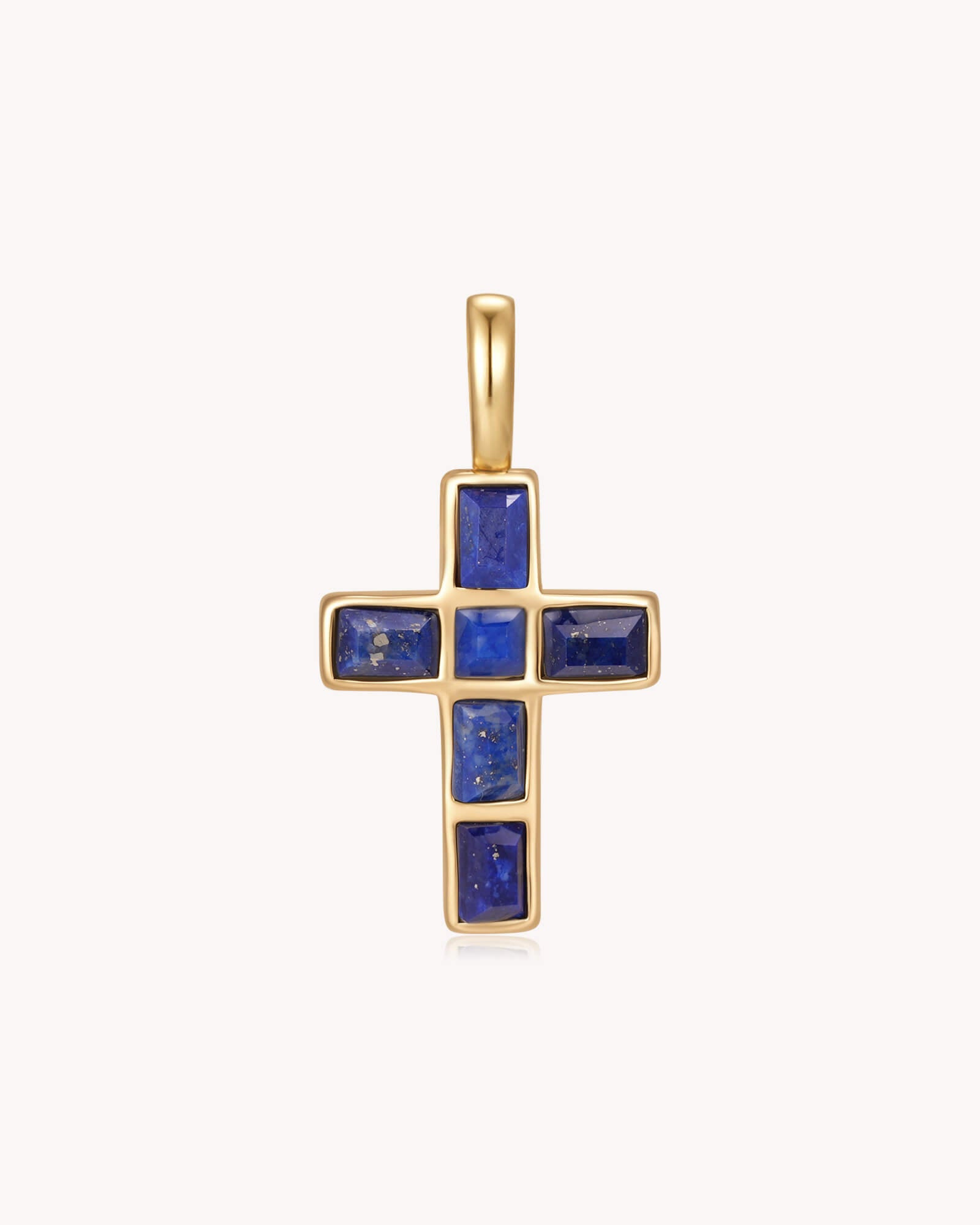 Gold Lapis Lazuli Cross Pendant