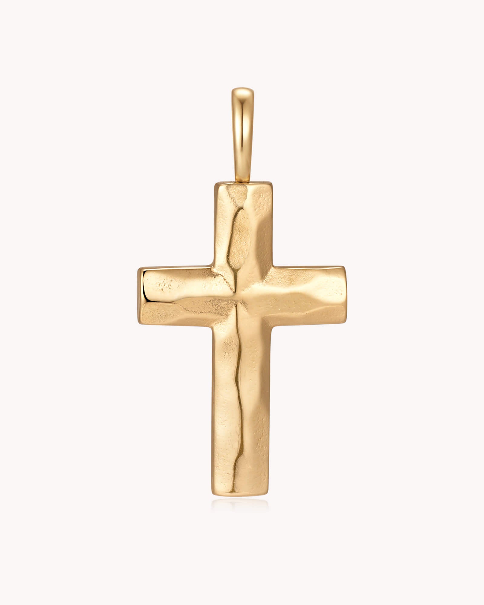 Gold Large Textured Cross Pendant