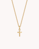 Gold Petite Classic Cross Cable Chain Necklace
