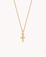 Gold Petite Textured Cross Cable Chain Necklace