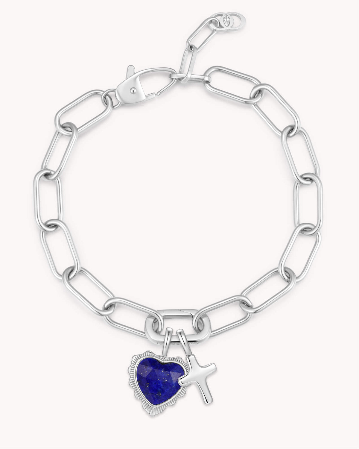 James 1:2 Gold White Heart Puff Cross Charm Bracelet