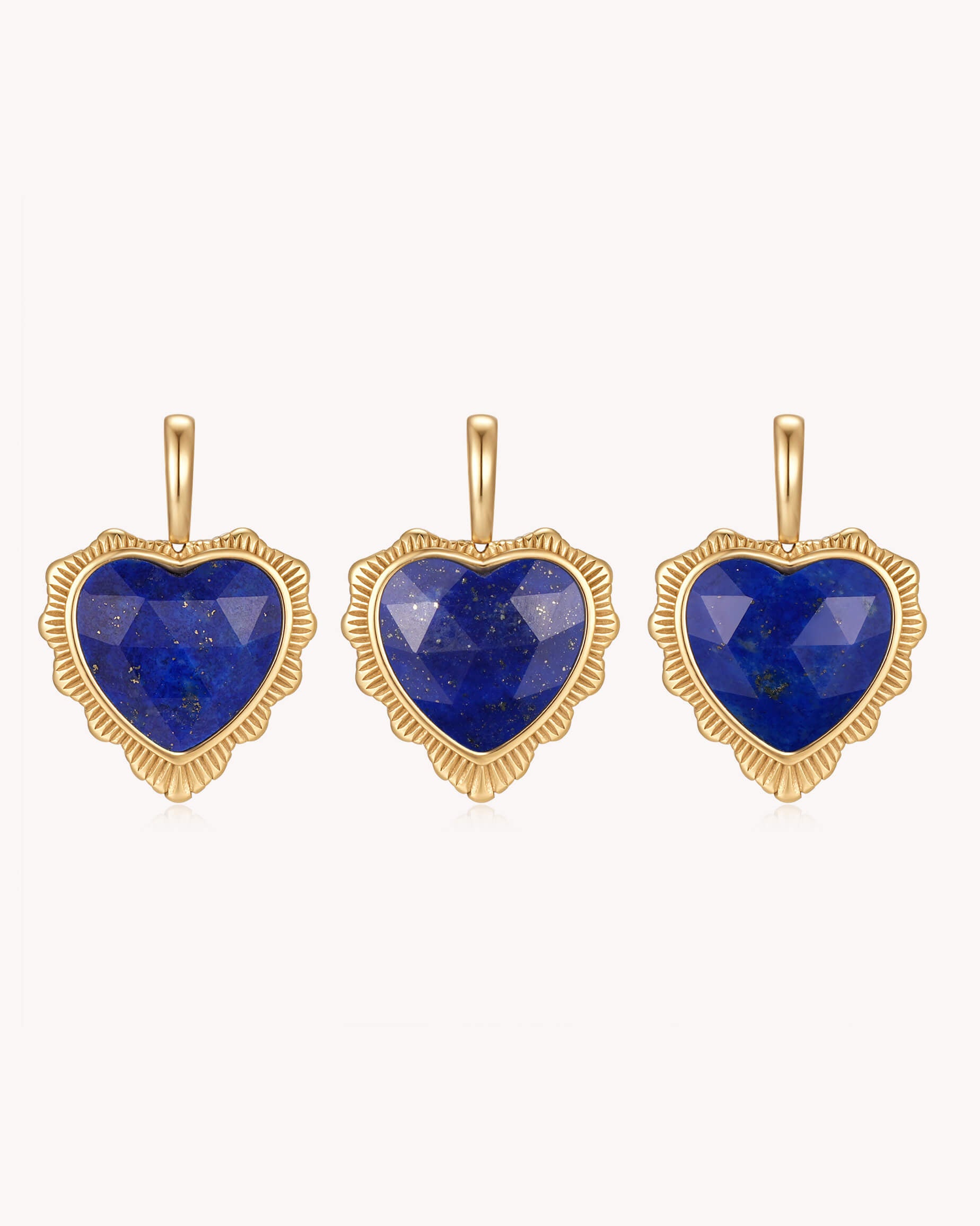 Natural stone variation on Count It All Joy James 1:2 White Gold Lapis Lazuli Heart Pendant