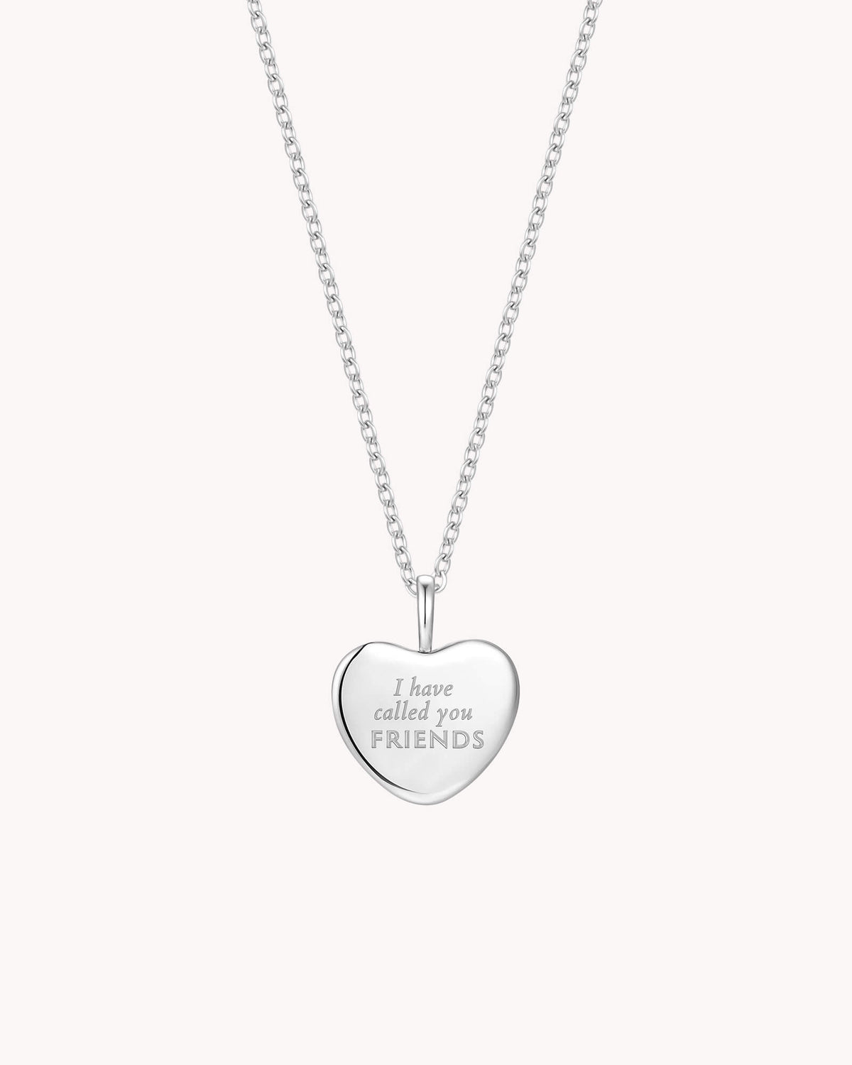 Back of John 15:15 Called You Friends White Gold Heart Necklace