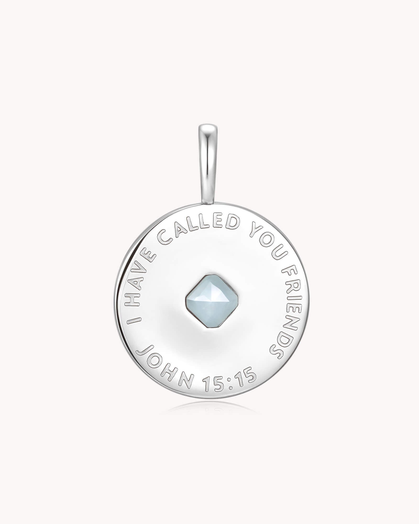 Back of I Have Called You Friends John 15:15 White Gold Pendant