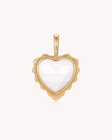 Take Heart John 16:33 Gold White Onyx Heart Pendant