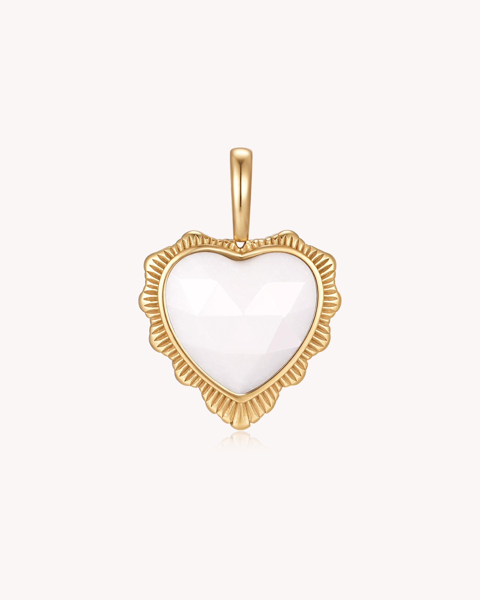Take Heart John 16:33 Gold White Onyx Heart Pendant