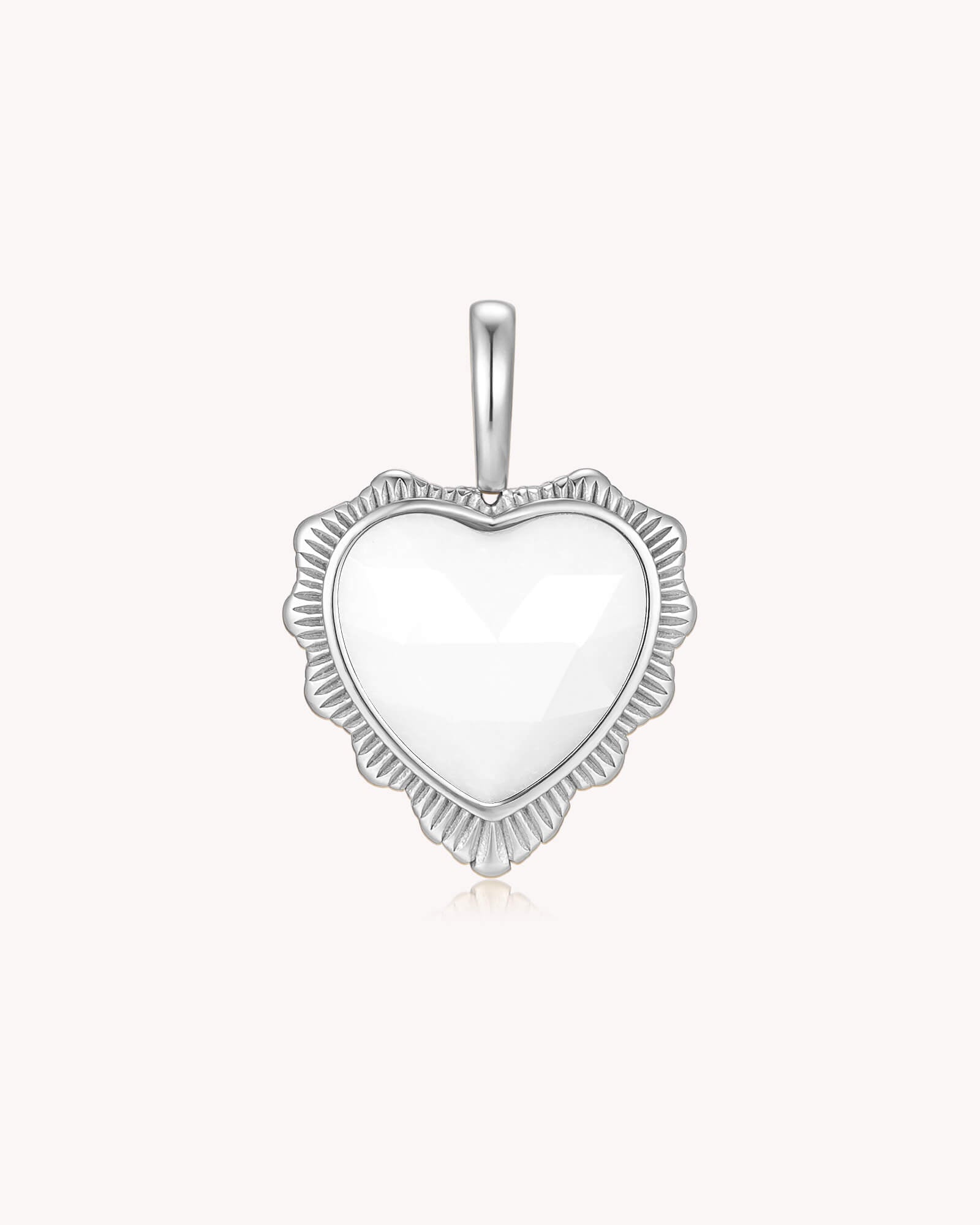 Take Heart John 16:33 White Gold White Onyx Heart Pendant