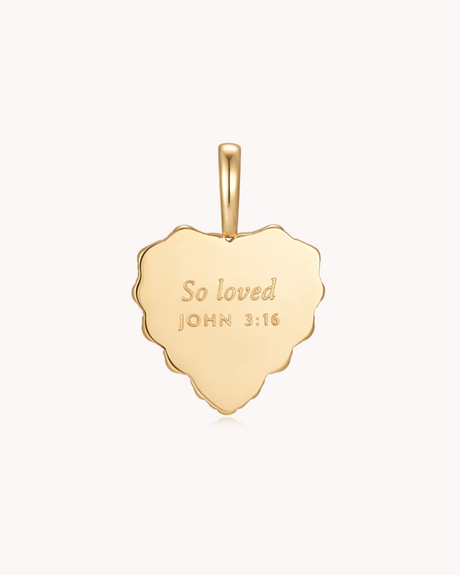 Back of So Loved John 3:16 Gold Red Agate Heart Pendant