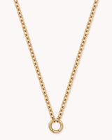 Large Cable Chain Gold Necklace with Circle Annex Link