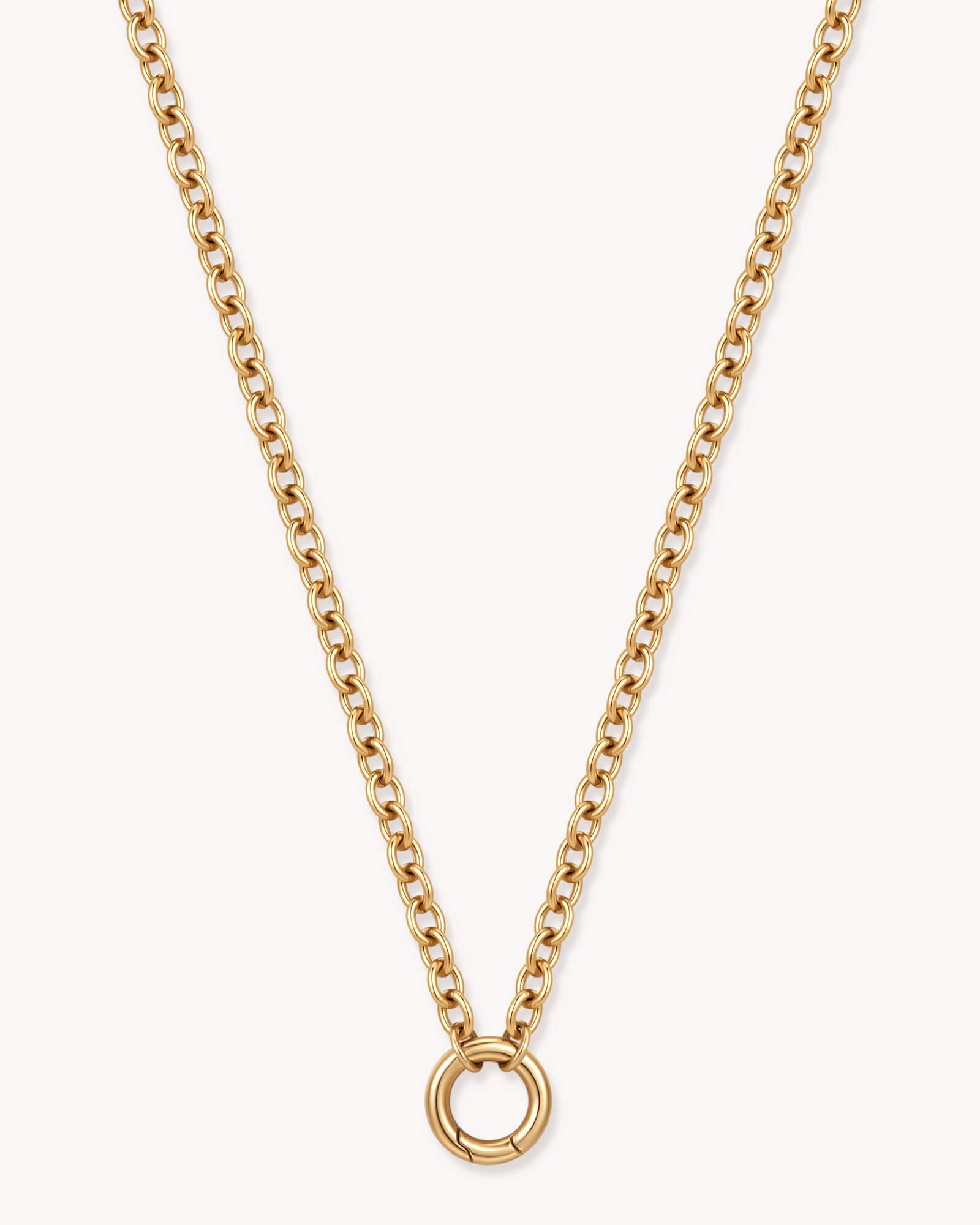 Large Cable Chain Gold Necklace with Circle Annex Link