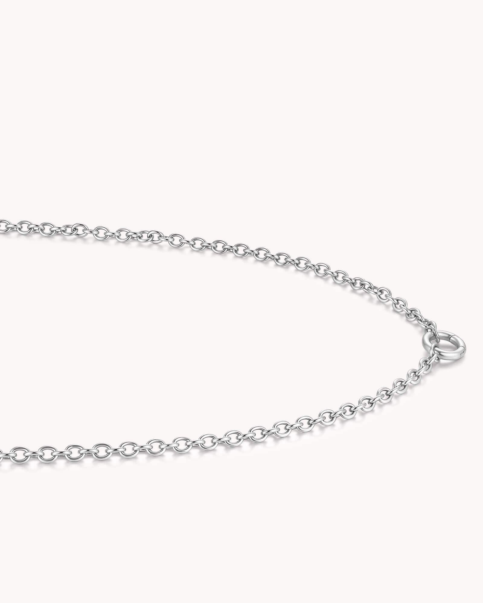 An additional image of the Large Cable Chain White Gold Necklace with Circle Annex Link