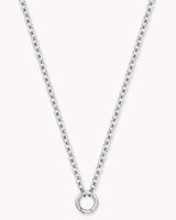 Large Cable Chain White Gold Necklace with Circle Annex Link