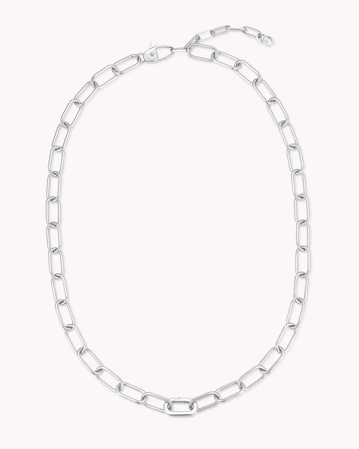Large Link Chain White Gold Necklace with Annex Link