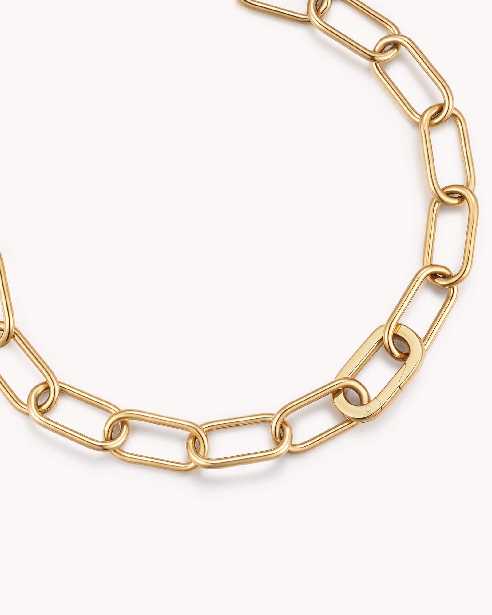 Close-up of Large Link Chain Gold Bracelet with Annex Link