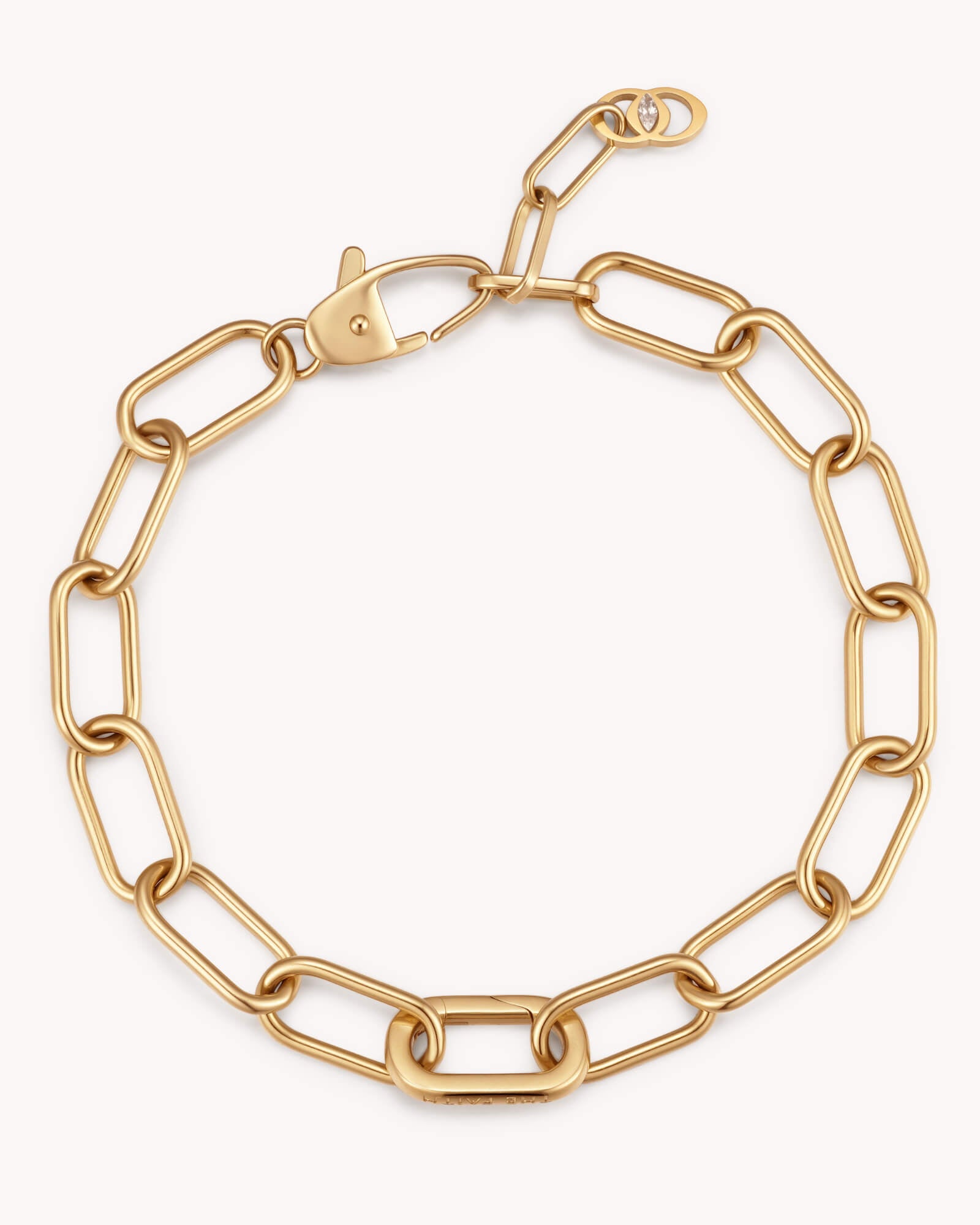 Large Link Chain Gold Bracelet with Annex Link