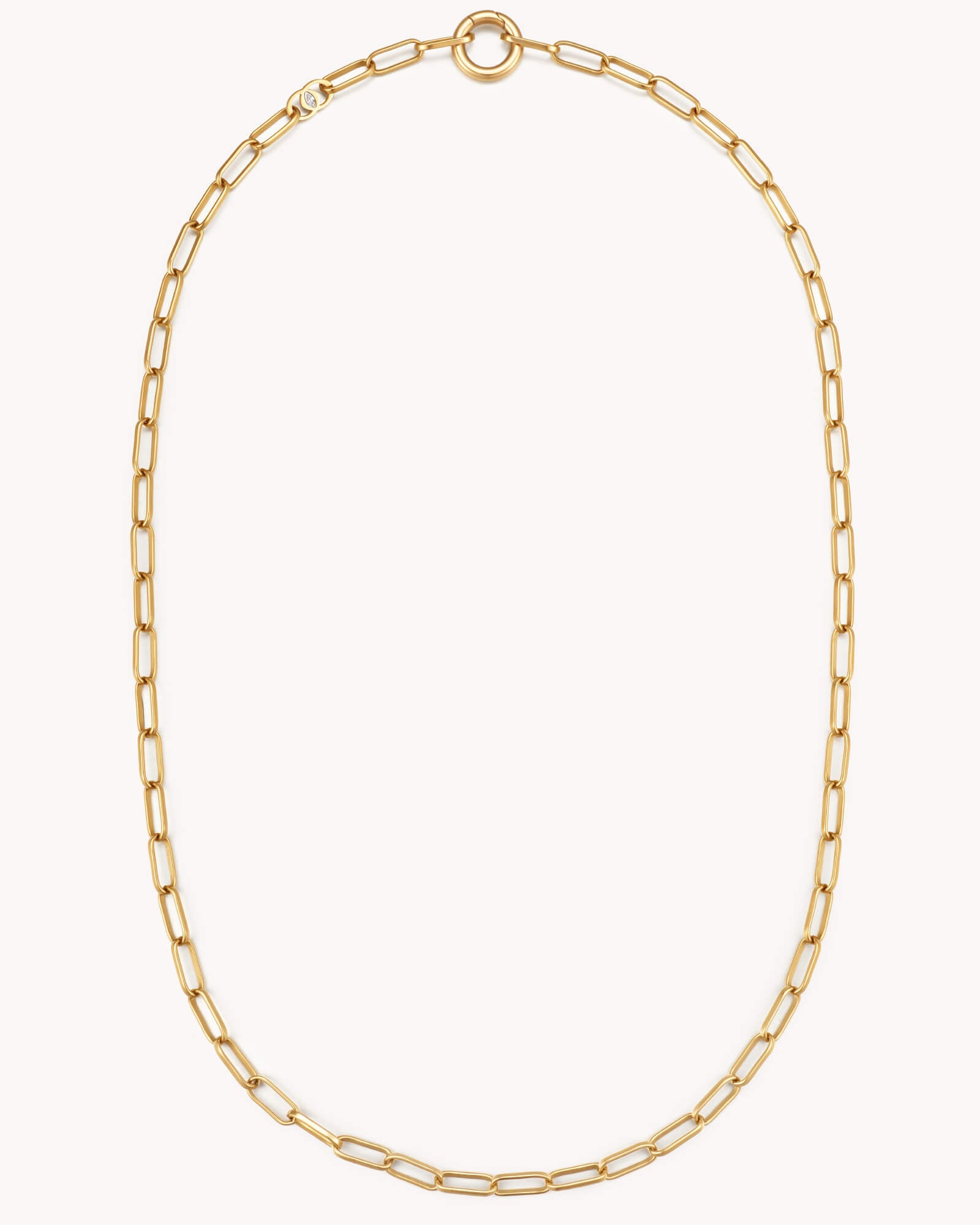 Link Chain Gold Necklace with Circle Annex Link