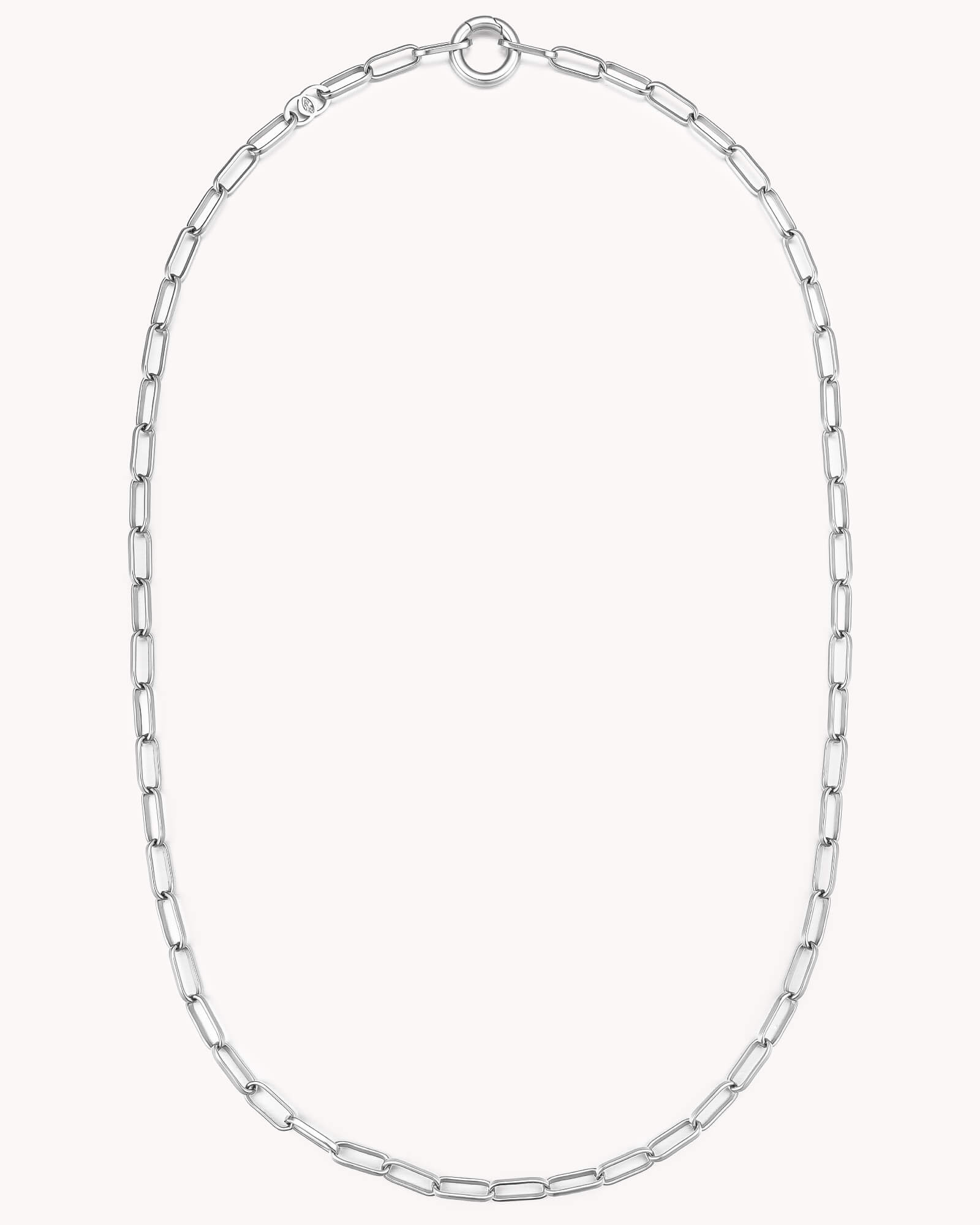 Link Chain White Gold Necklace with Circle Annex Link