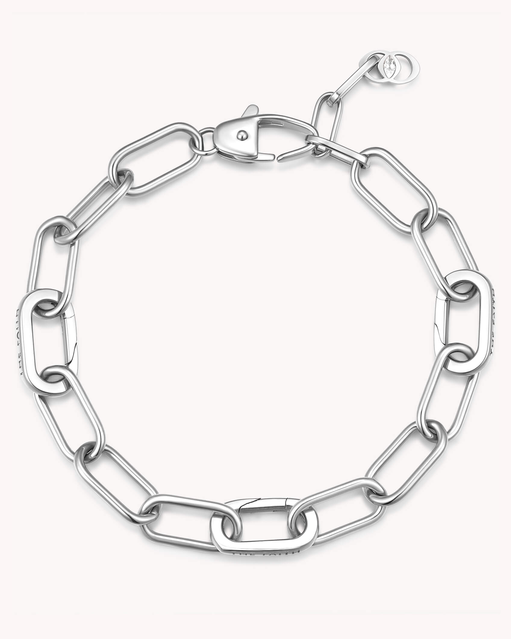 Large Link Chain White Gold Bracelet with Three Annex Links