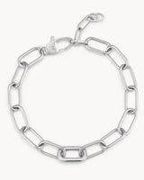 Large Link Chain White Gold Bracelet with Annex Link