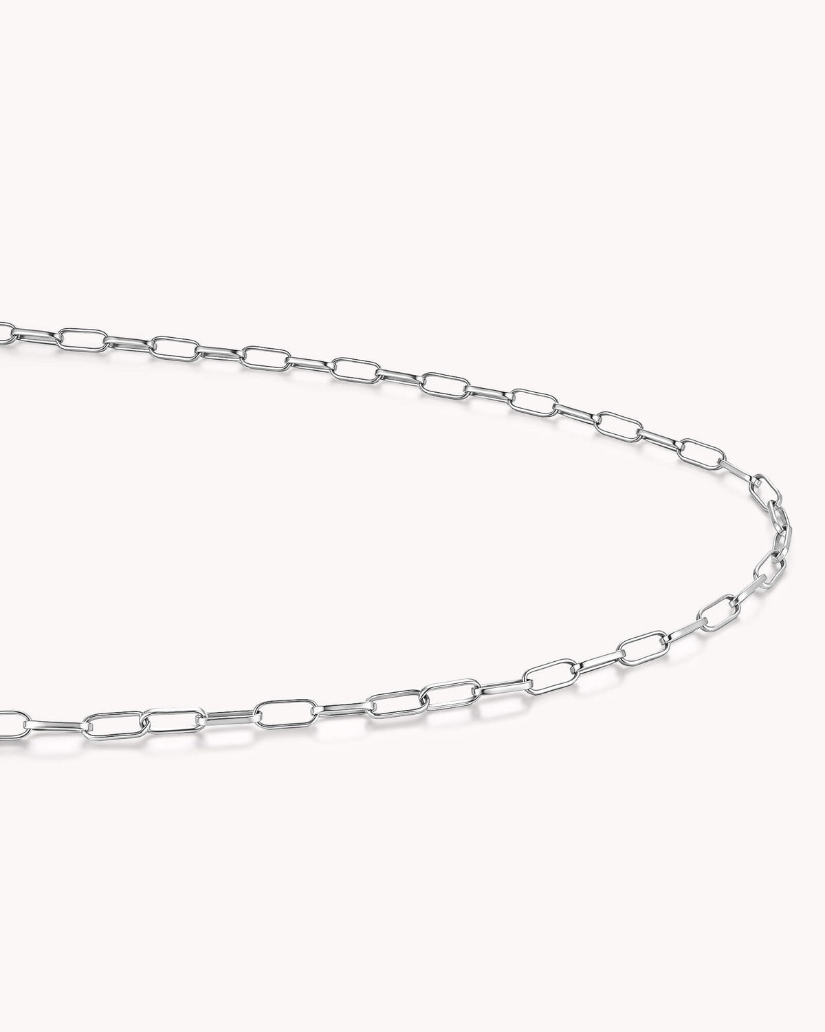 Angled view of Link Chain White Gold Necklace