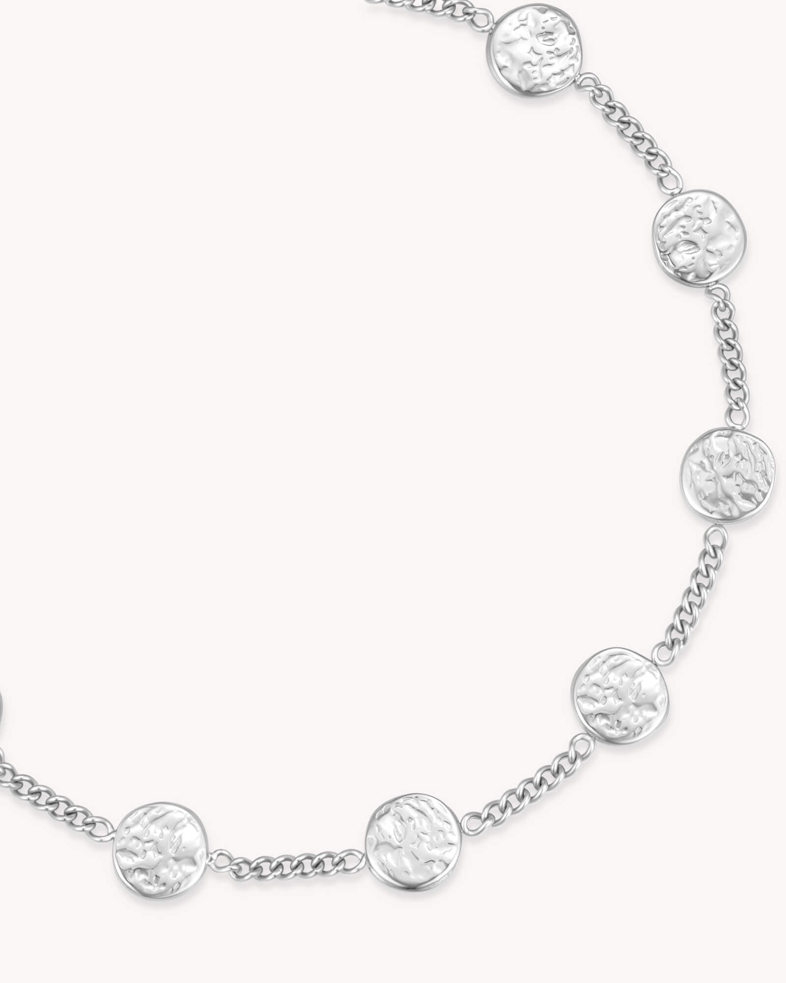 An additional image of the FOUND Luke 15:9 White Gold Coin Bracelet