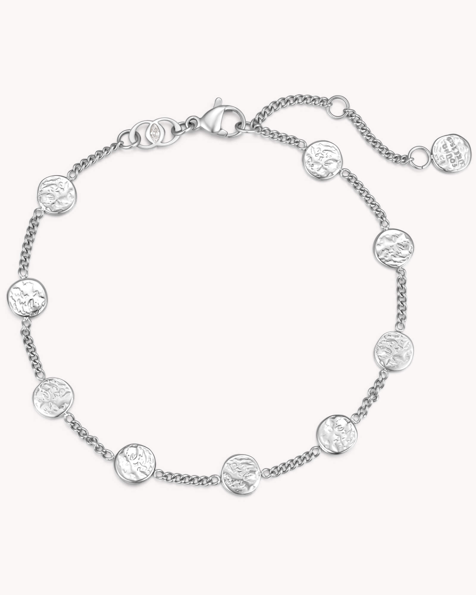 FOUND Luke 15:9 White Gold Coin Bracelet