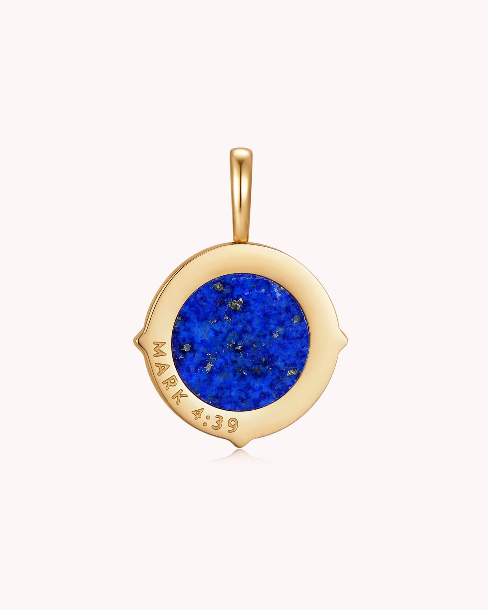 Back of Peace Be Still Mark 4:39 Gold Pendant