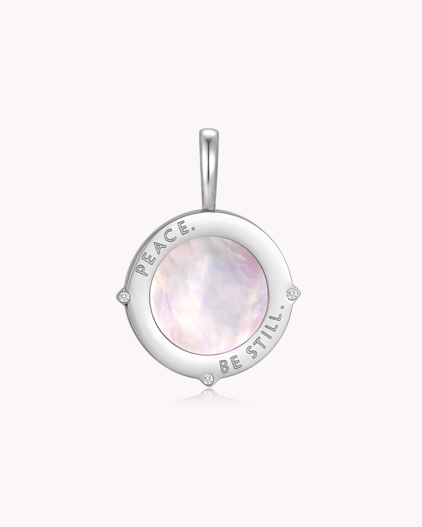 Peace Be Still Mark 4:39 White Gold Pendant