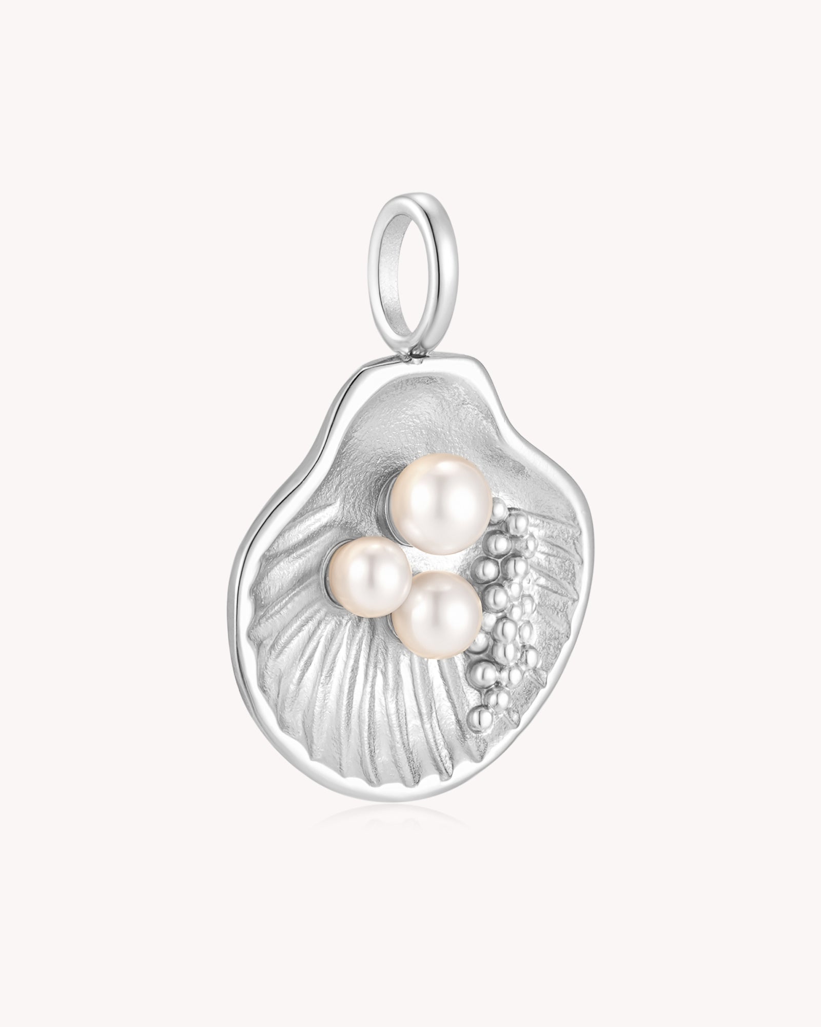 Angled view of Maternal Faith 2 Timothy 1:5 White Gold Pearl Pendant