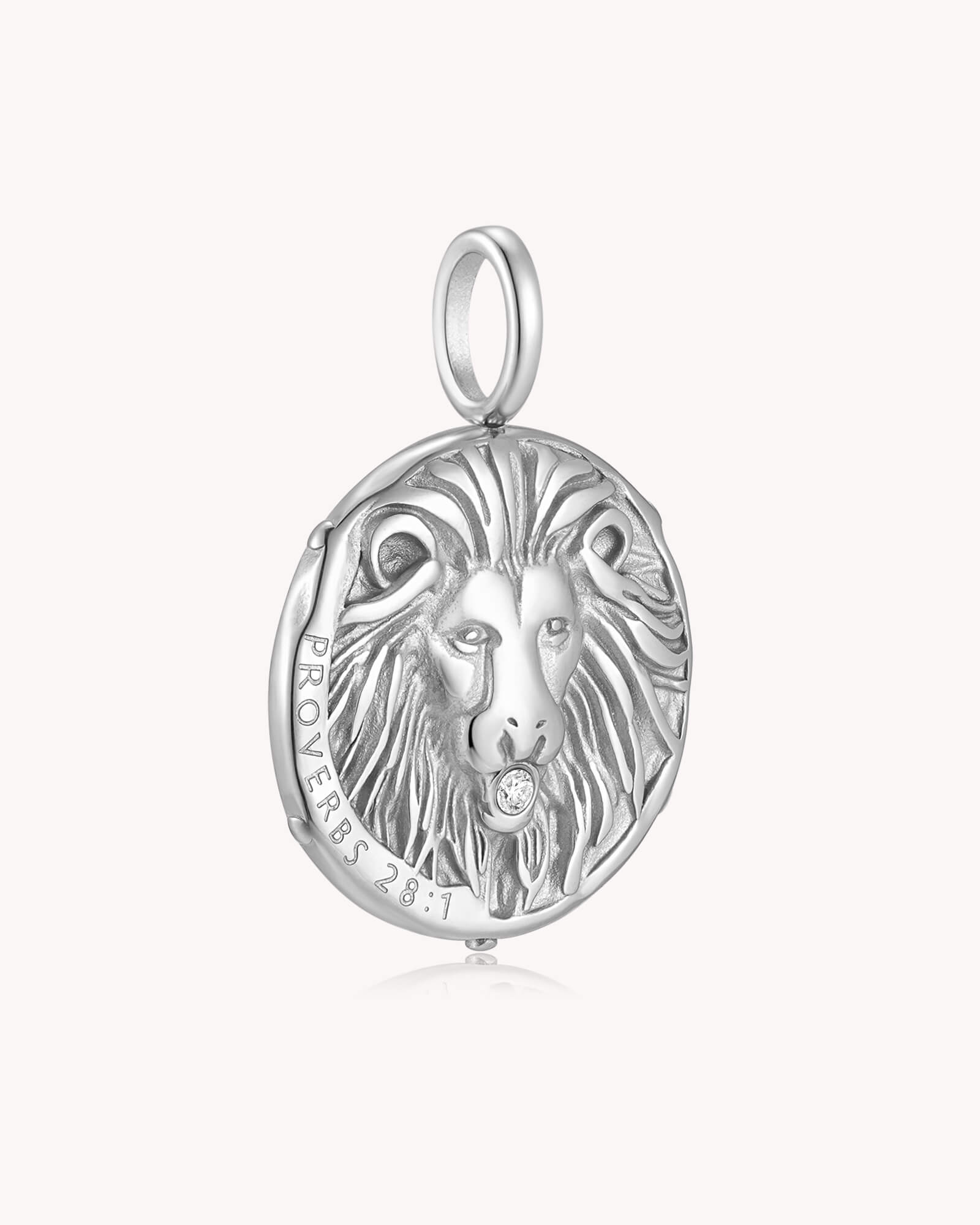 Bold as a Lion Proverbs 28:1 Stainless Steel Onyx Medallion